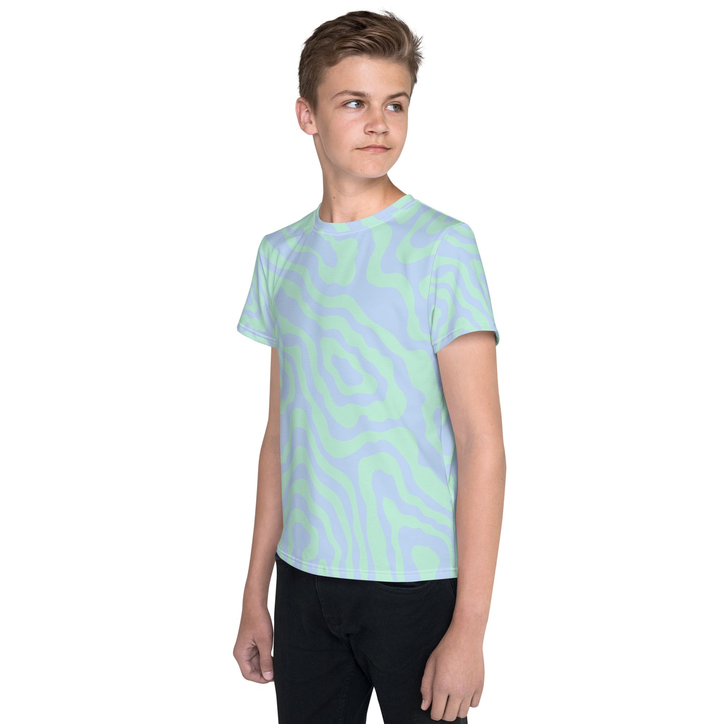 Blue-Green Sway Youth crew neck t-shirt