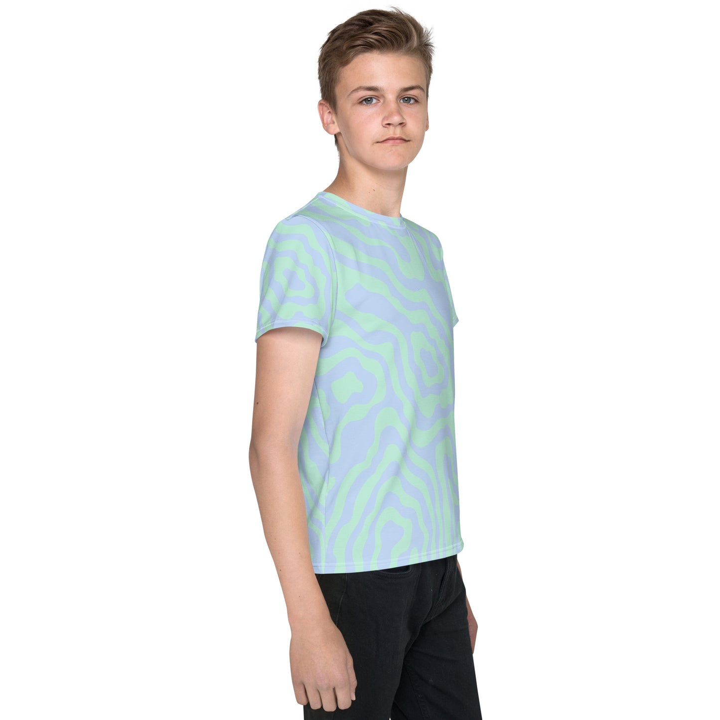 Blue-Green Sway Youth crew neck t-shirt