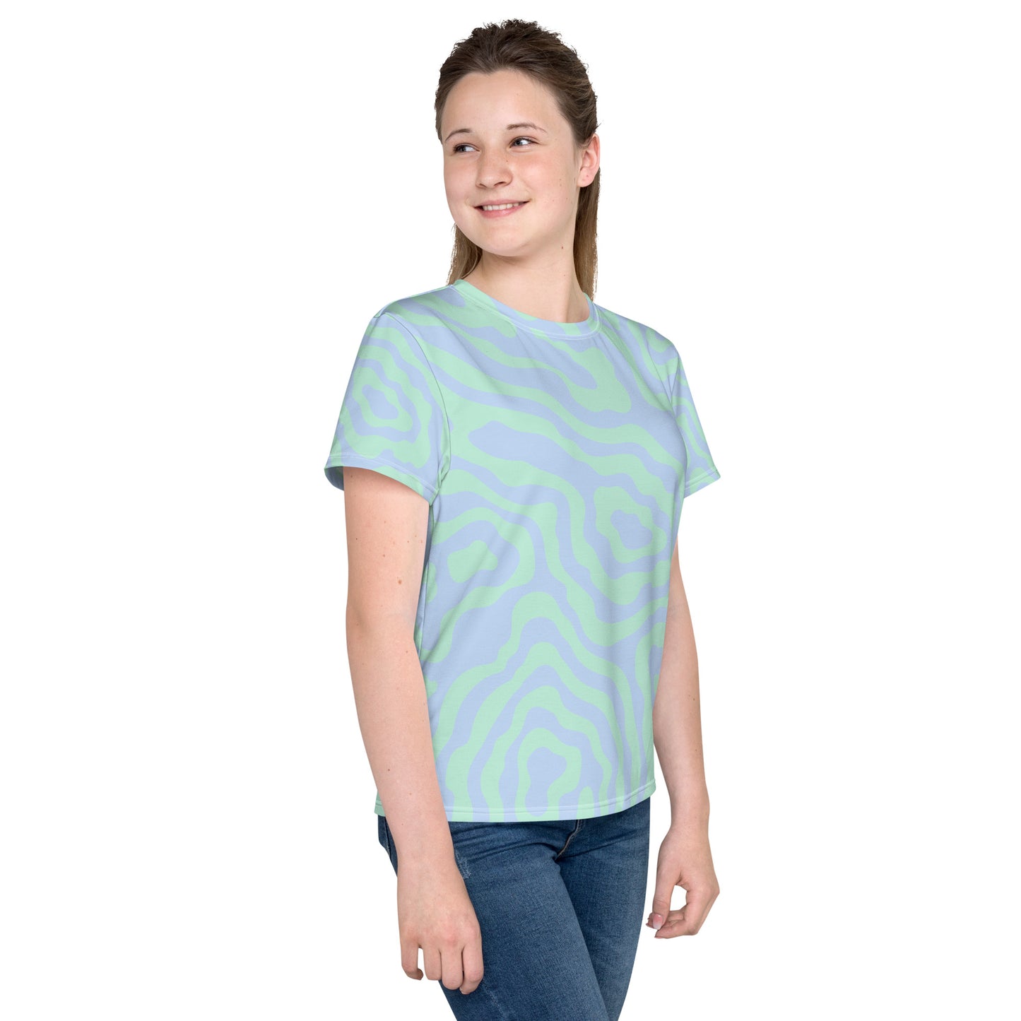 Blue-Green Sway Youth crew neck t-shirt