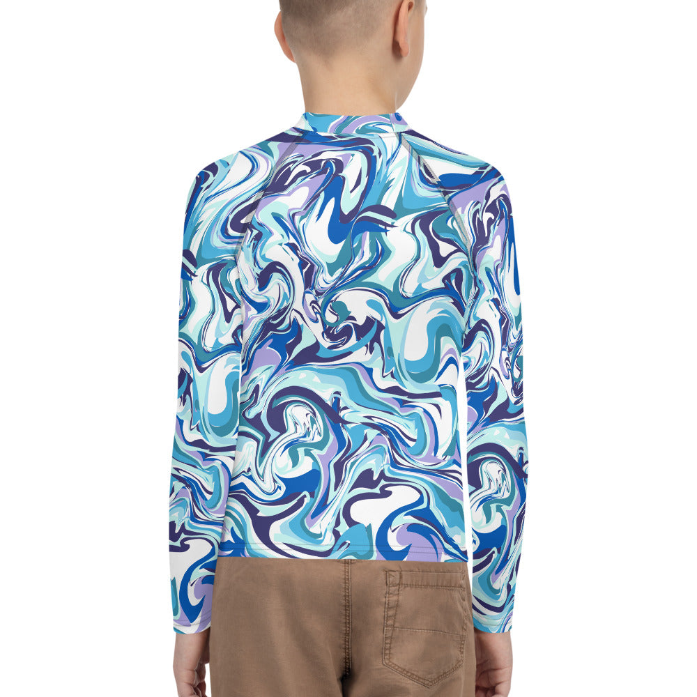 Marble-Blue Teens Rash Guard