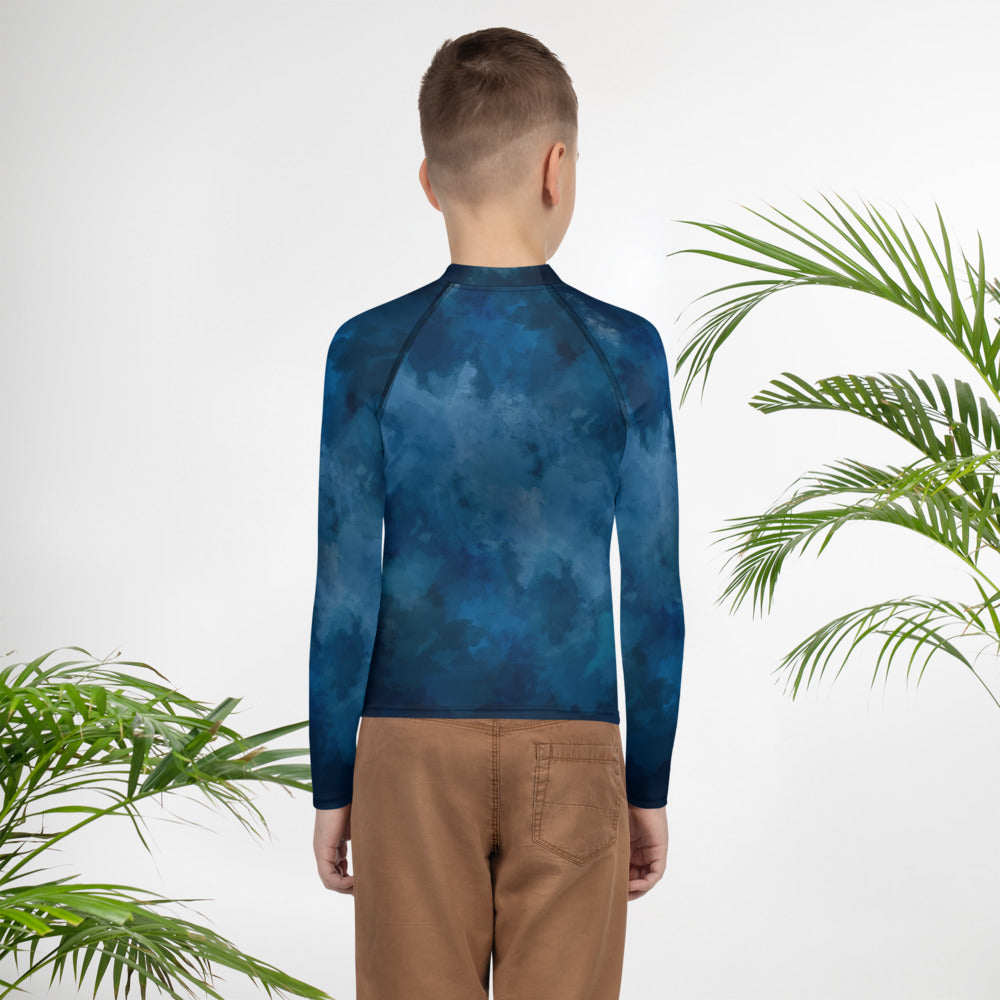 Dark-Tie-Blue Teen Rash Guard