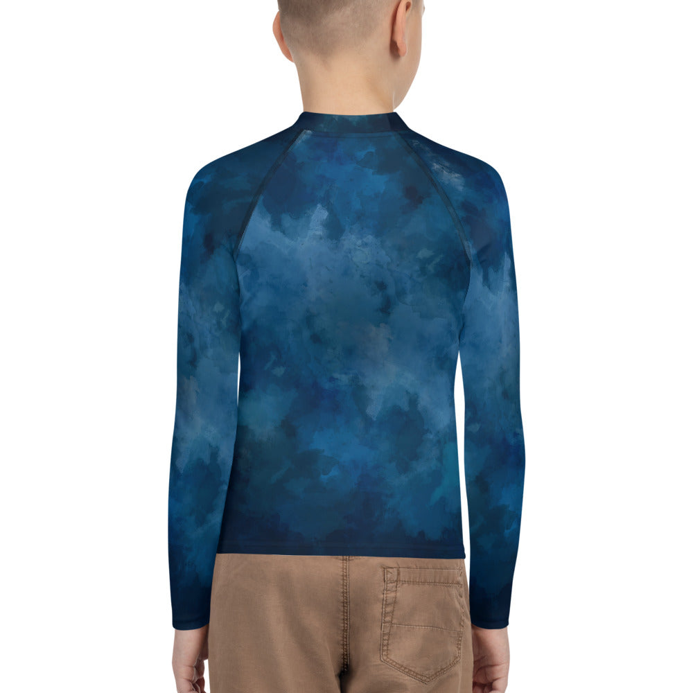 Dark-Tie-Blue Teen Rash Guard