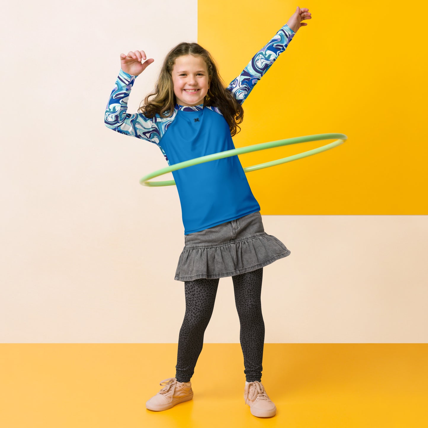 Marble-Blue Teens Rash Guard