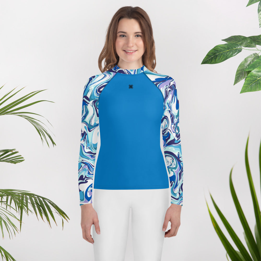 Marble-Blue Teens Rash Guard
