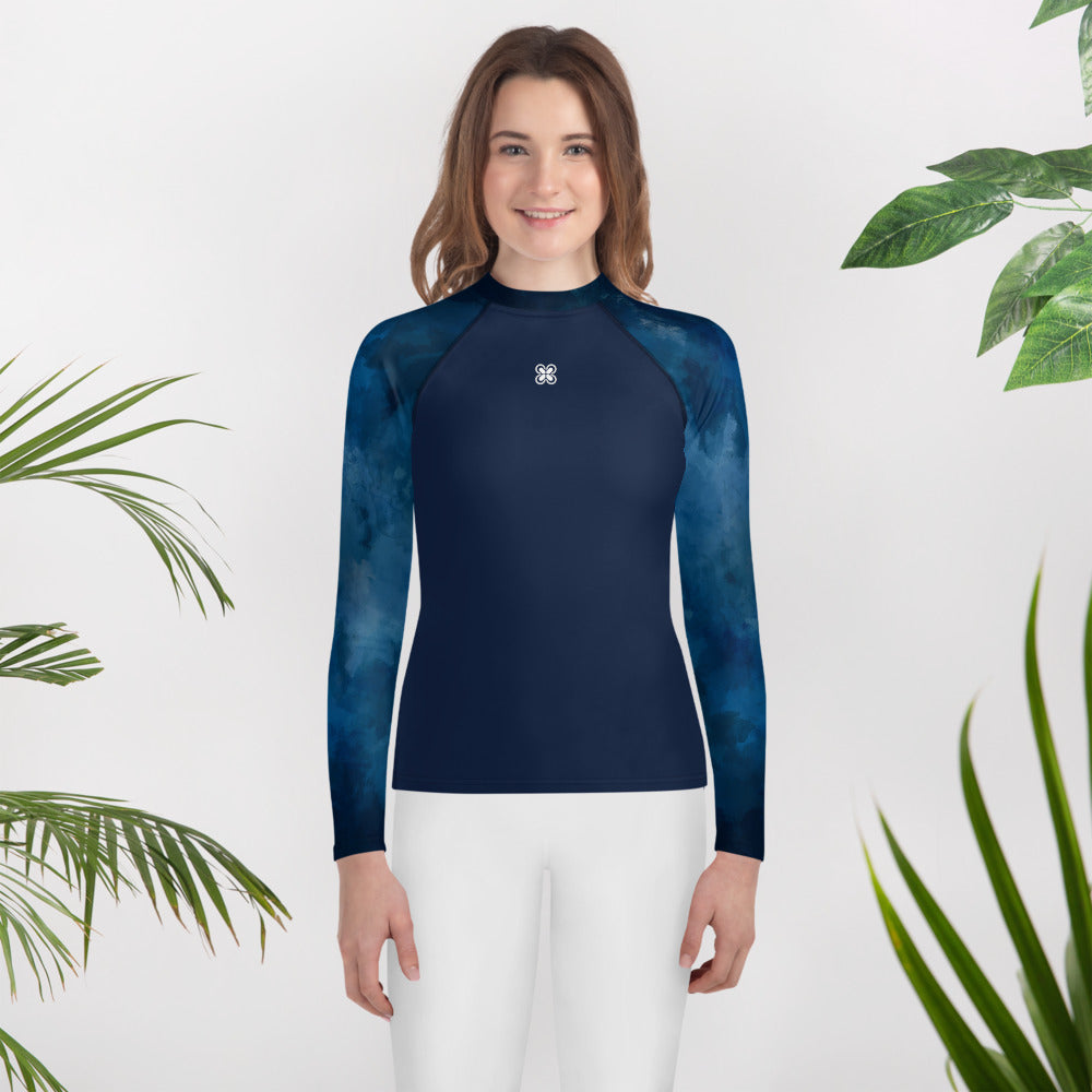 Dark-Tie-Blue Teen Rash Guard
