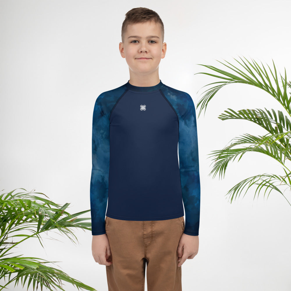 Dark-Tie-Blue Teen Rash Guard