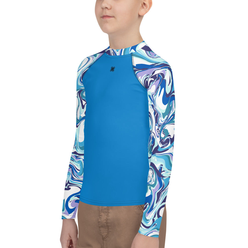 Marble-Blue Teens Rash Guard