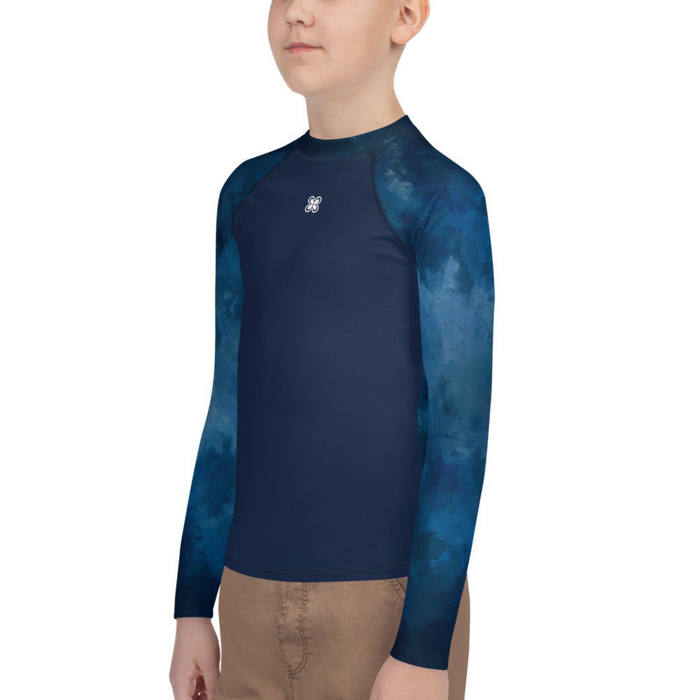 Dark-Tie-Blue Teen Rash Guard