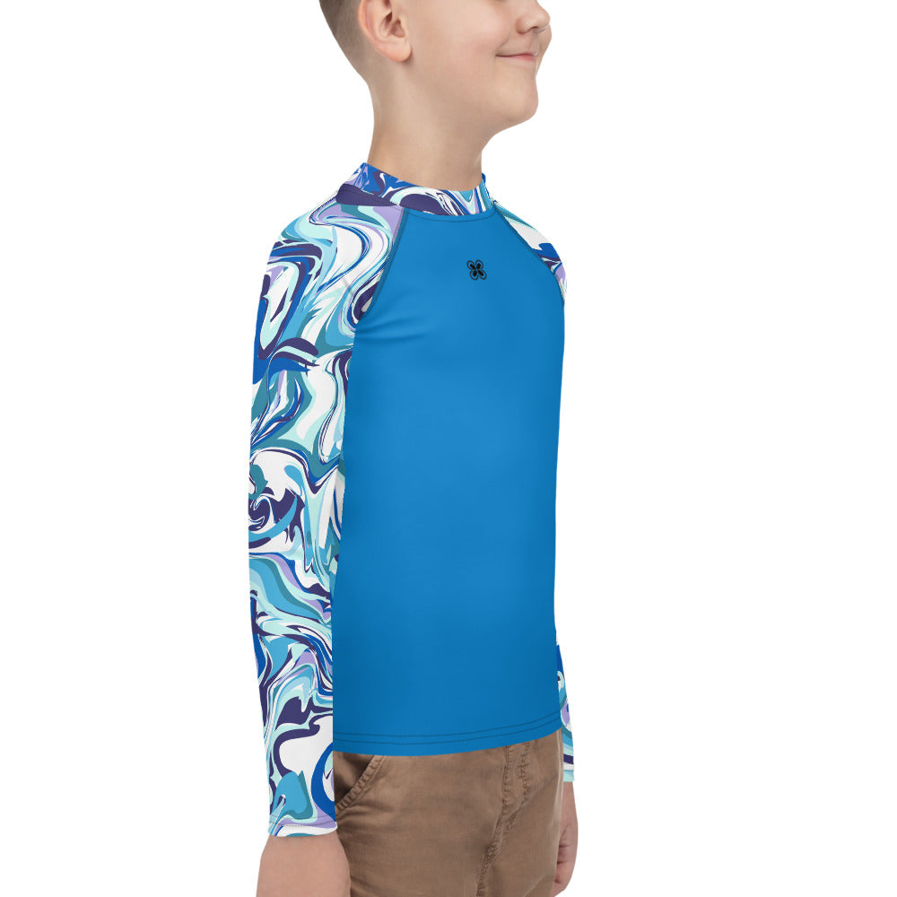 Marble-Blue Teens Rash Guard