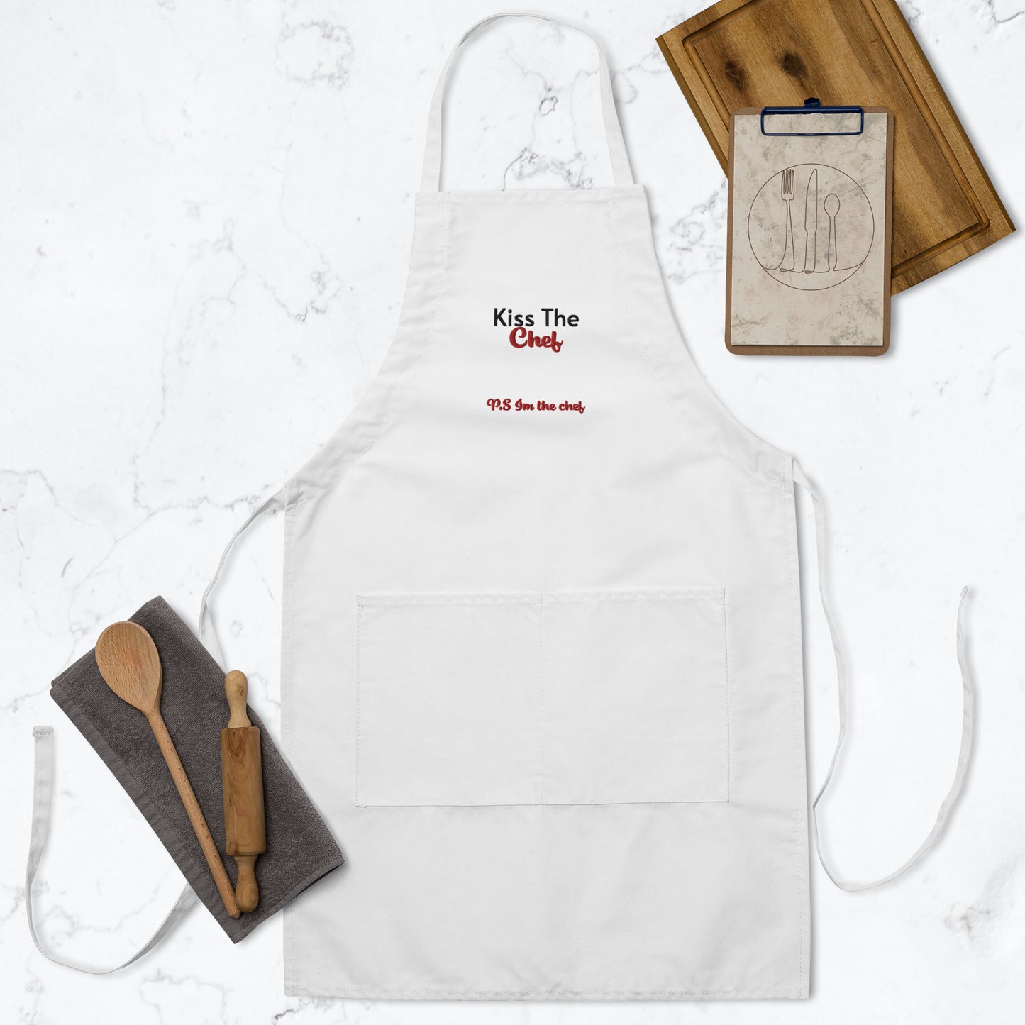 Kiss The Chef Embroidered Apron