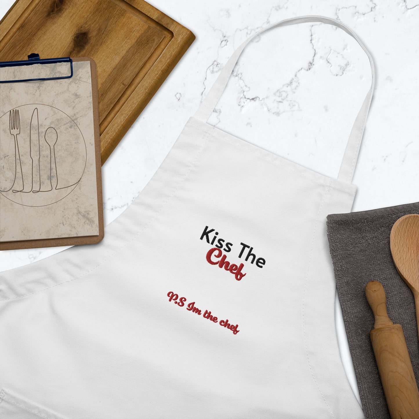 Kiss The Chef Embroidered Apron