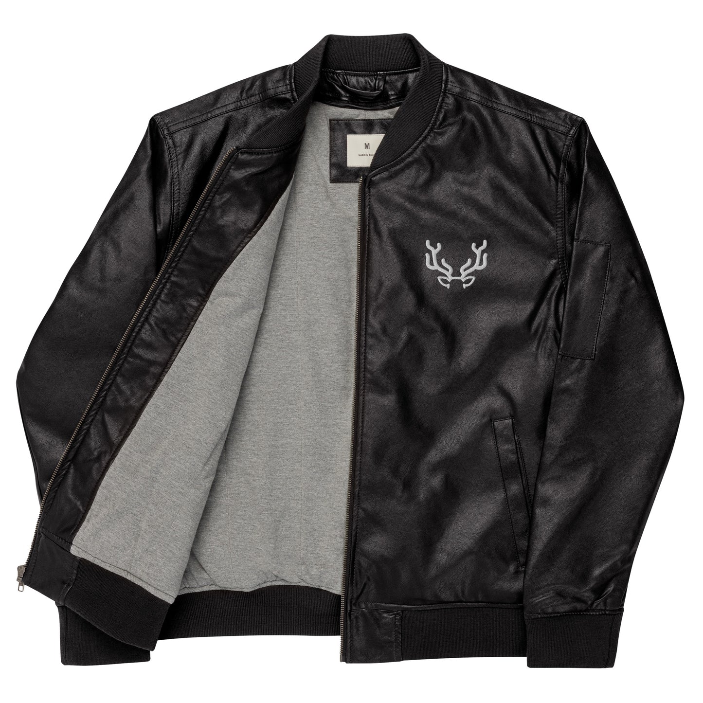 Deer Leather Bomber Jacket
