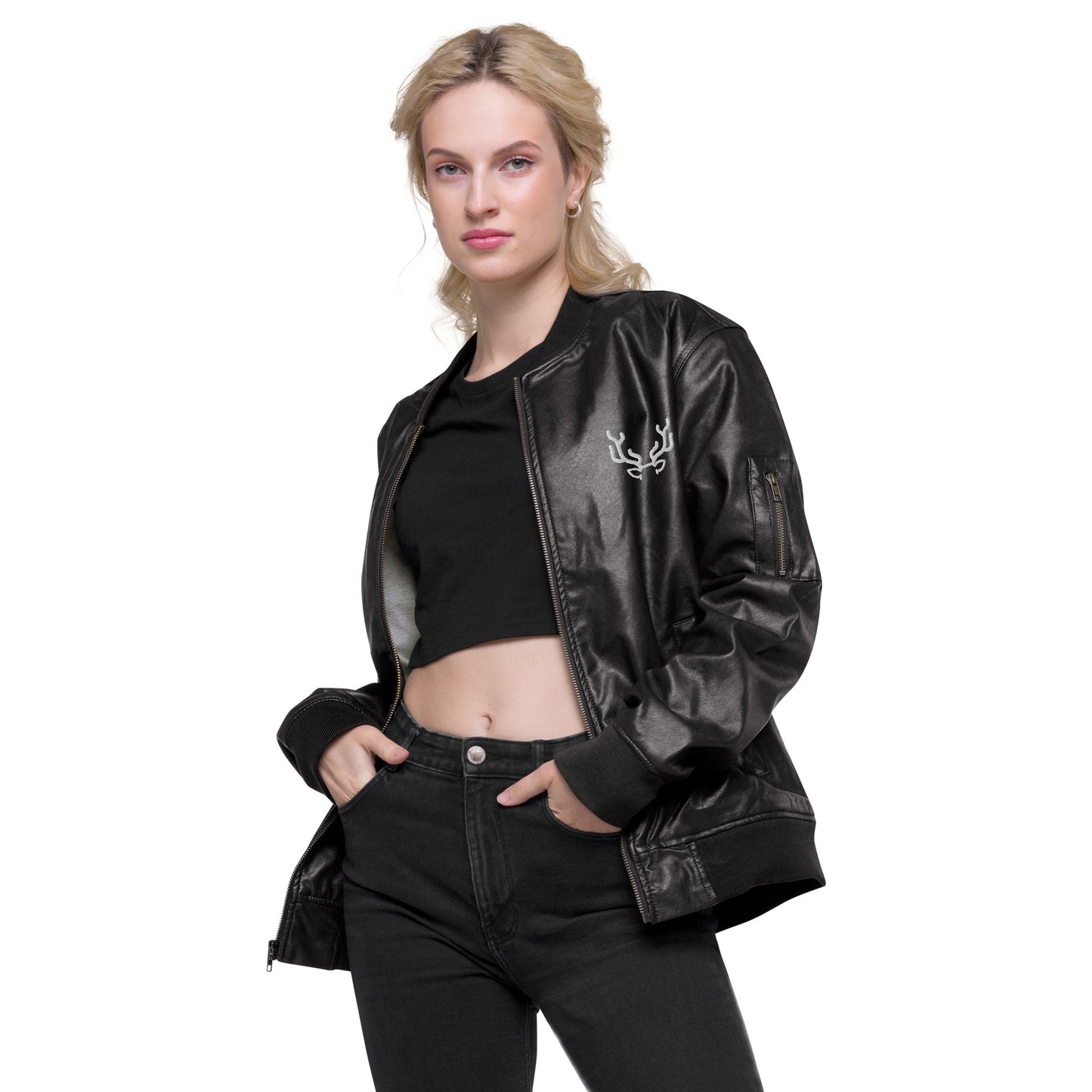 Deer Leather Bomber Jacket