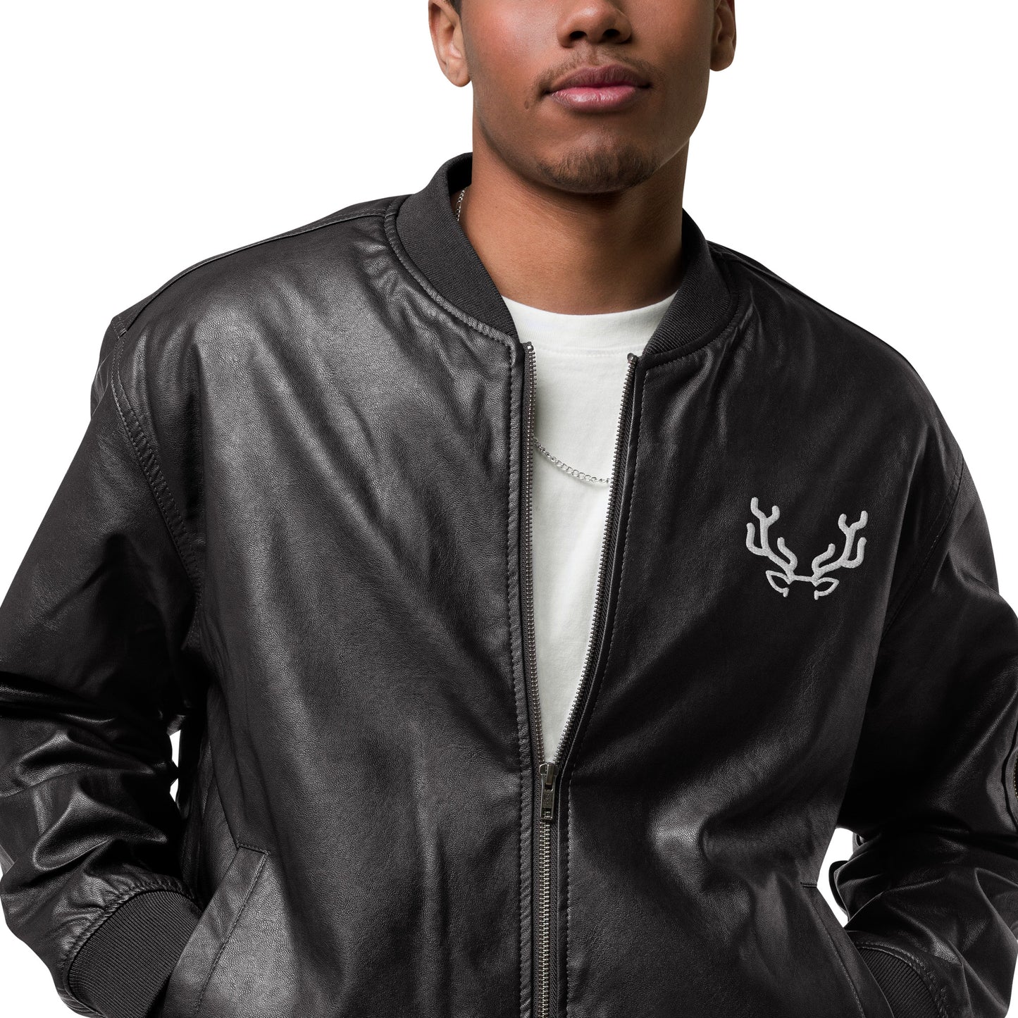 Deer Leather Bomber Jacket