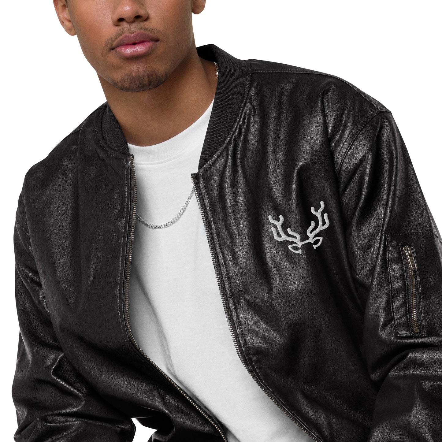 Deer Leather Bomber Jacket