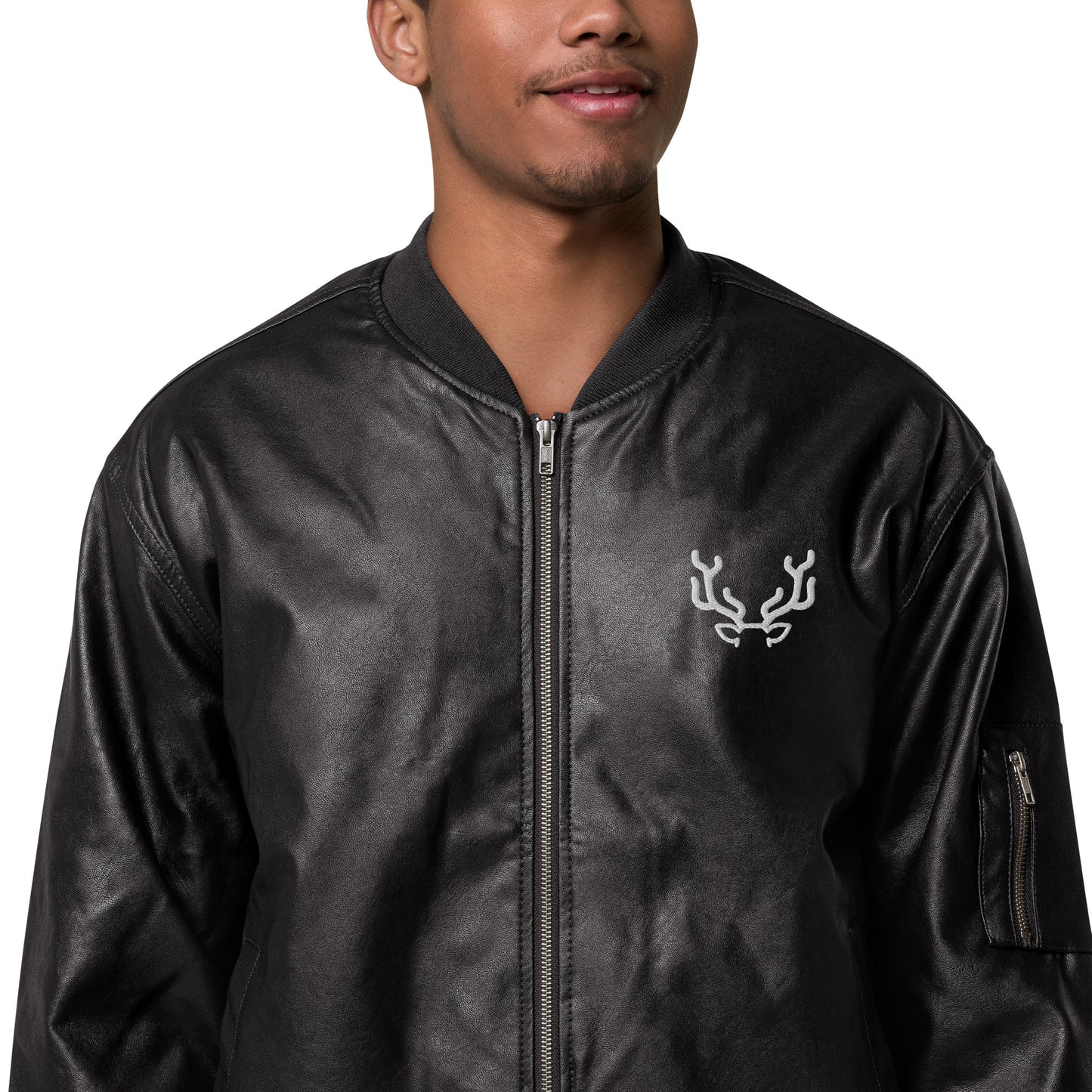 Deer Leather Bomber Jacket
