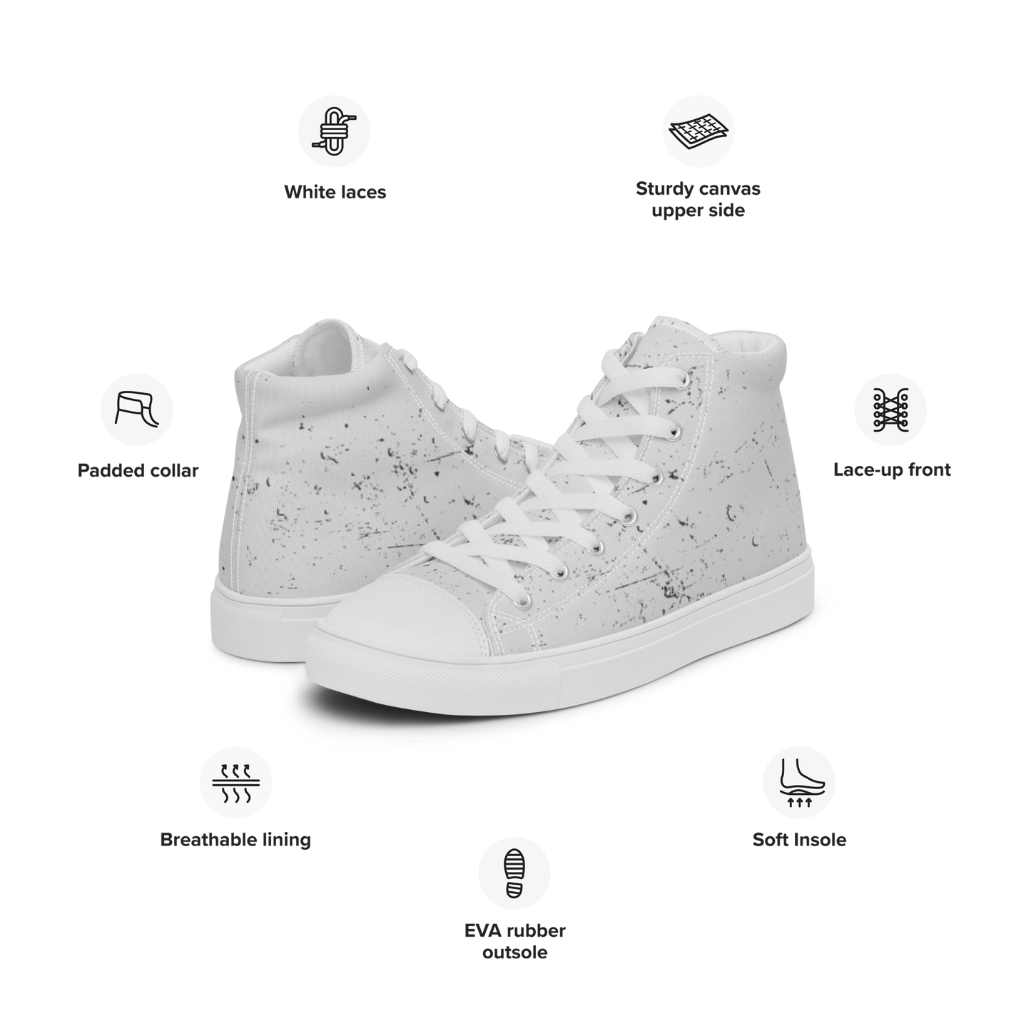 Marble Style Men’s high top canvas shoes
