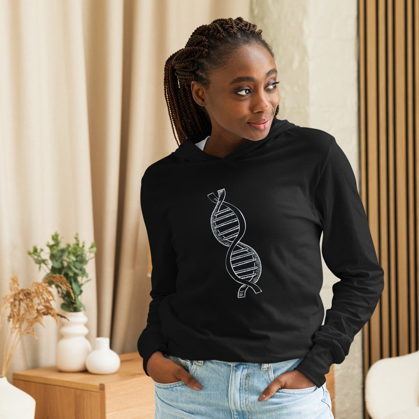 DNA Hooded long-sleeve tee