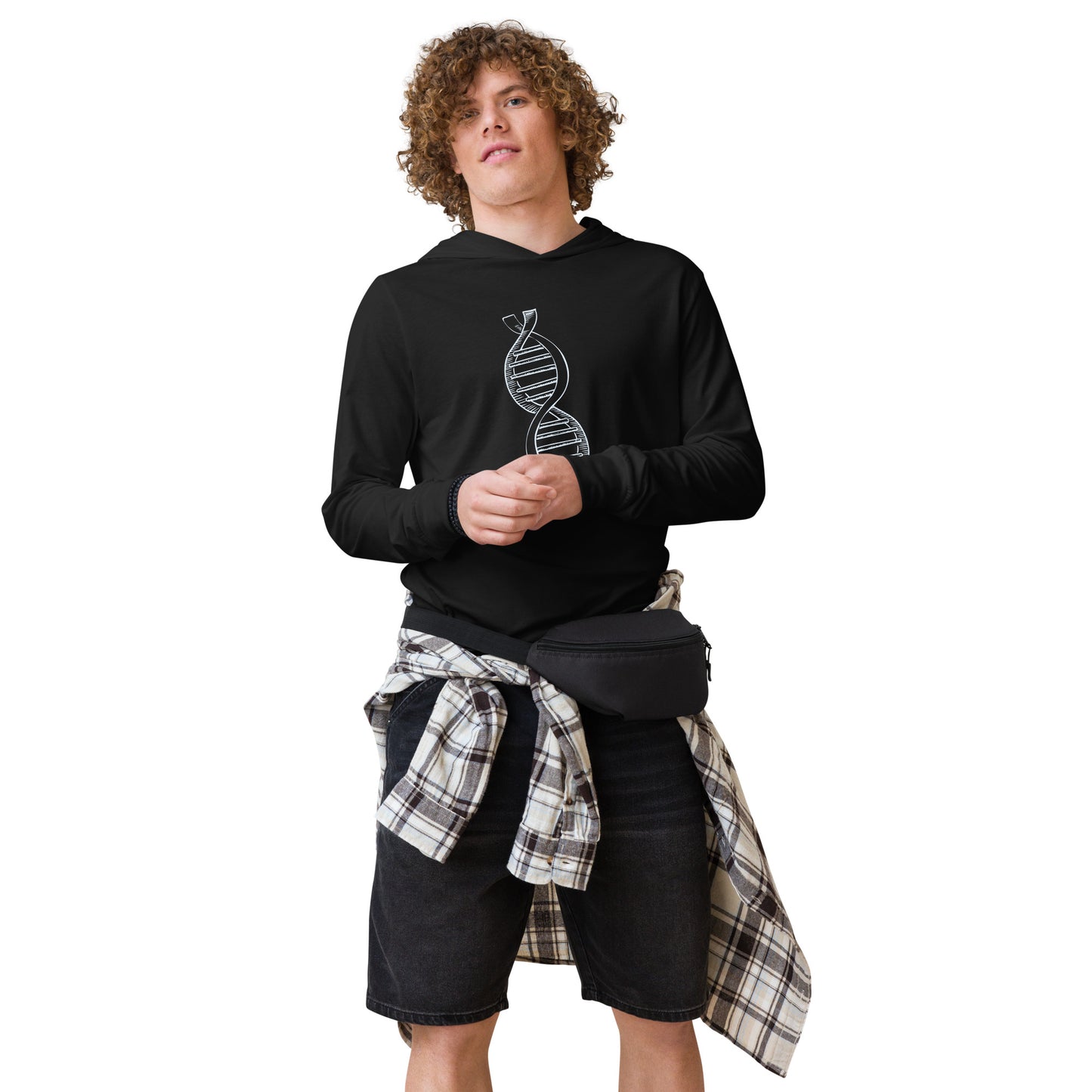 DNA Hooded long-sleeve tee