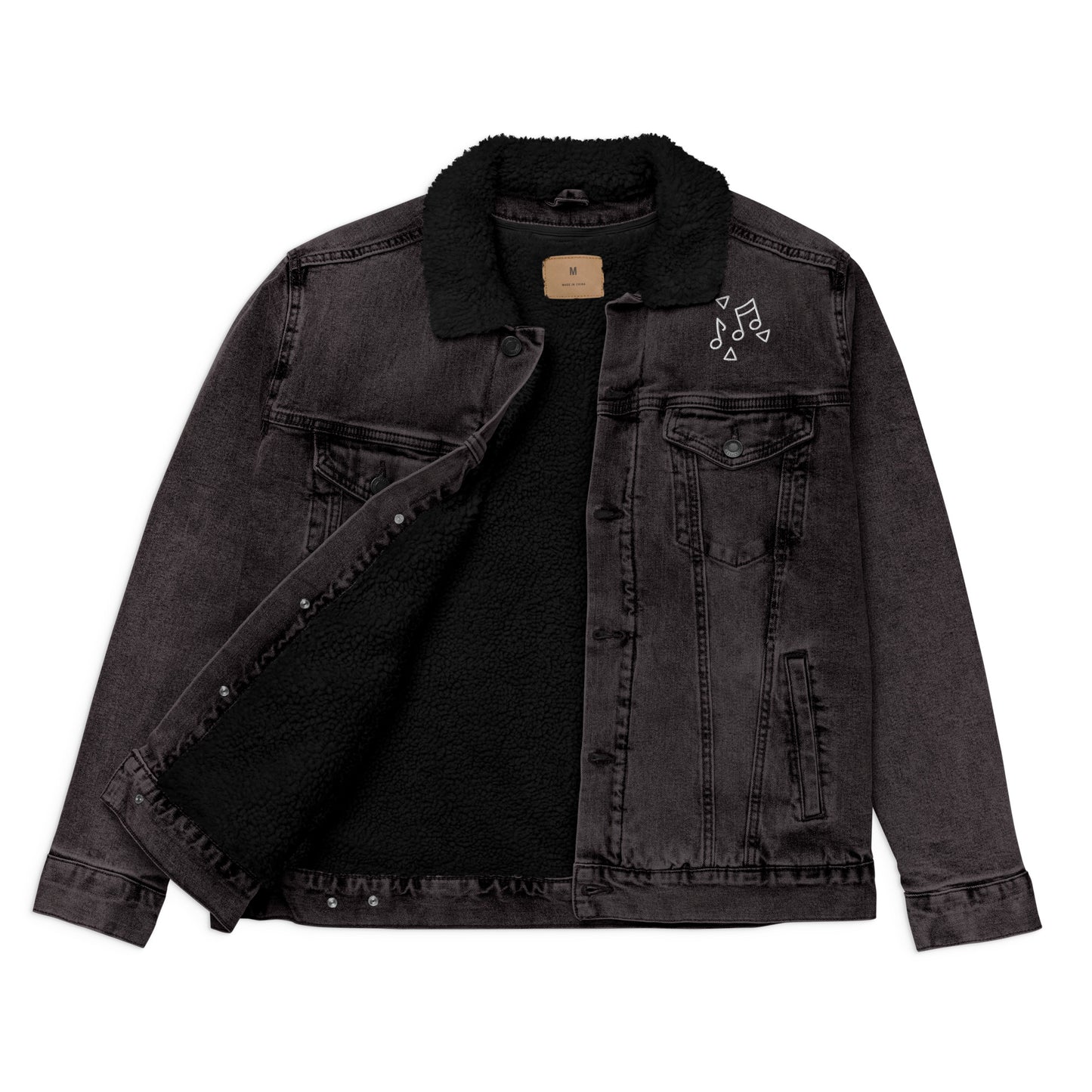 Musical denim sherpa jacket