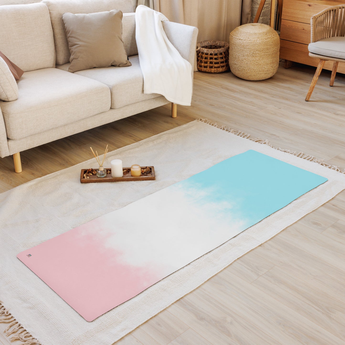 Pink and blue gradient Yoga mat