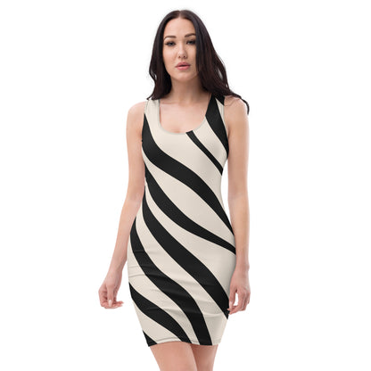Tan & Black Zebra Stripes Bodycon dress$29.00