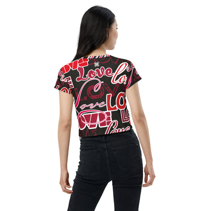 LOVE All-Over Print Crop Tee