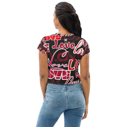 LOVE All-Over Print Crop Tee