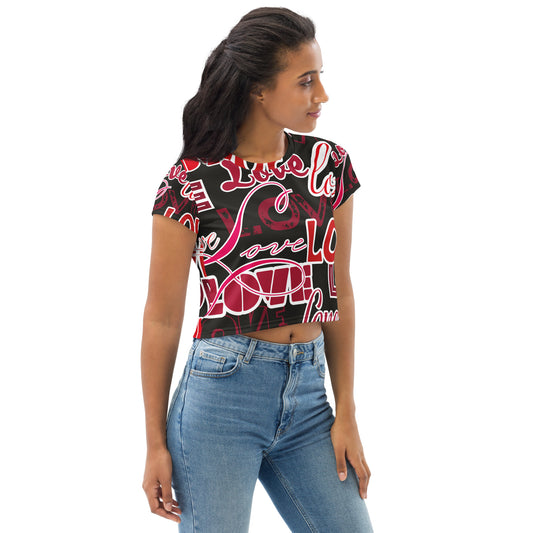 LOVE All-Over Print Crop Tee