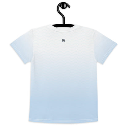 Blue-Gradient Waves Kids crew neck t-shirt