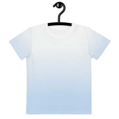 Blue-Gradient Waves Kids crew neck t-shirt