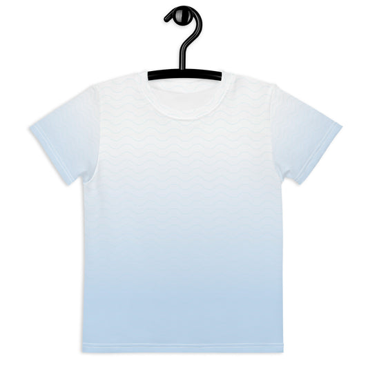 Blue-Gradient Waves Kids crew neck t-shirt