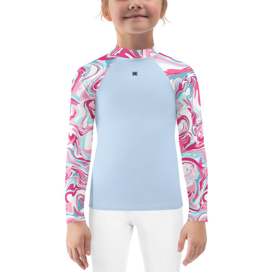 Marble-Pink Kids Rash Guard