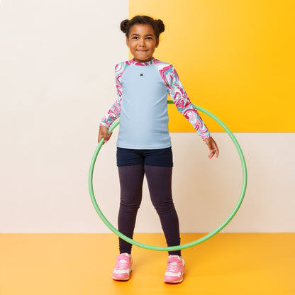 Marble-Pink Kids Rash Guard
