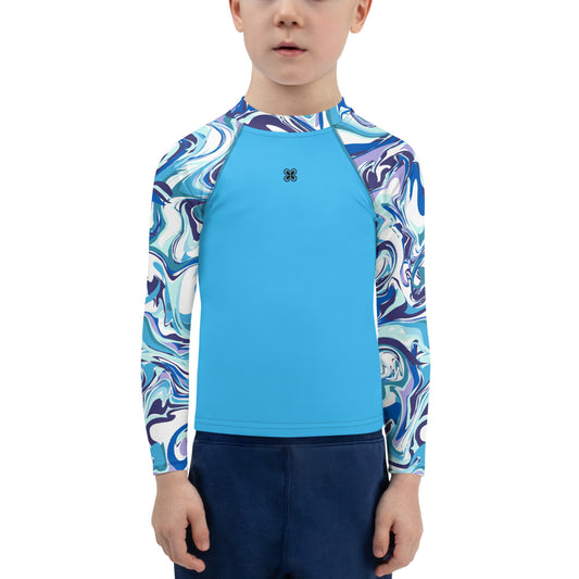 Marble-Blue Kids Rash Guard