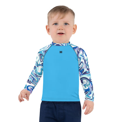 Marble-Blue Kids Rash Guard