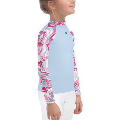 Marble-Pink Kids Rash Guard