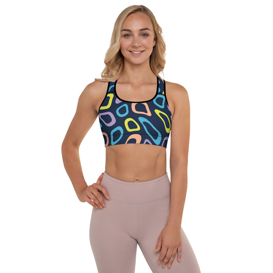 Bright abstract Padded Sports Bra