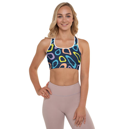 Bright abstract Padded Sports Bra