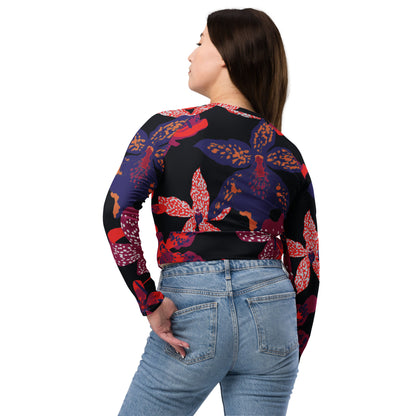 Tropical Recycled long-sleeve crop top