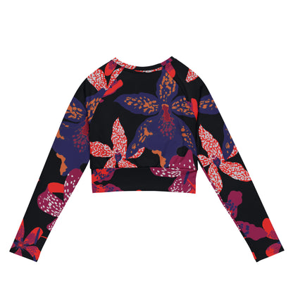 Tropical Recycled long-sleeve crop top