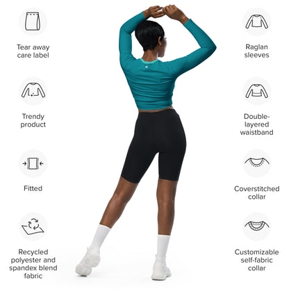 Dark Turquoise long-sleeve crop top