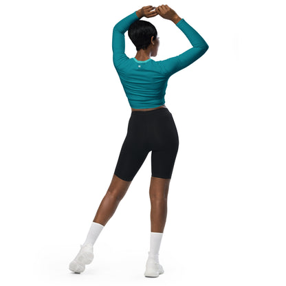 Dark Turquoise long-sleeve crop top