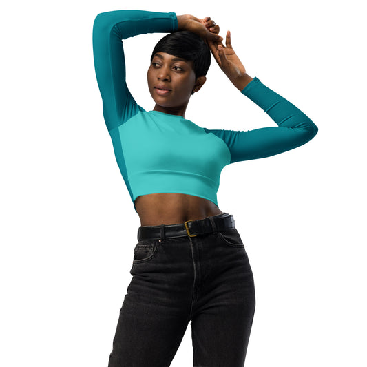 Dark Turquoise long-sleeve crop top