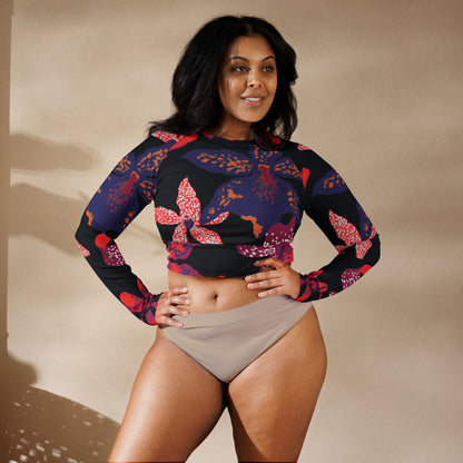 Tropical Recycled long-sleeve crop top