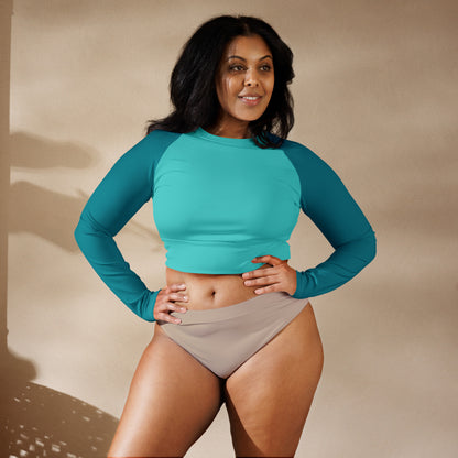 Dark Turquoise long-sleeve crop top