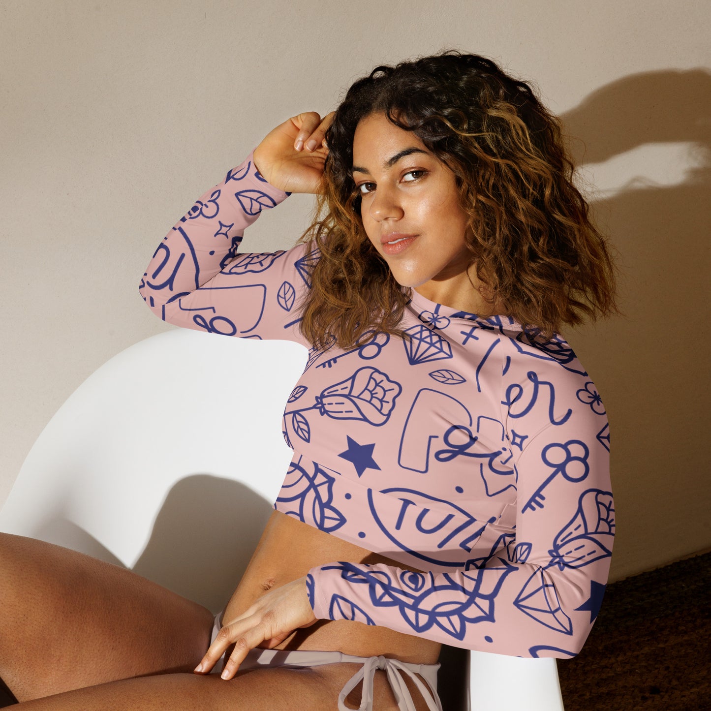 Recycled long-sleeve crop top