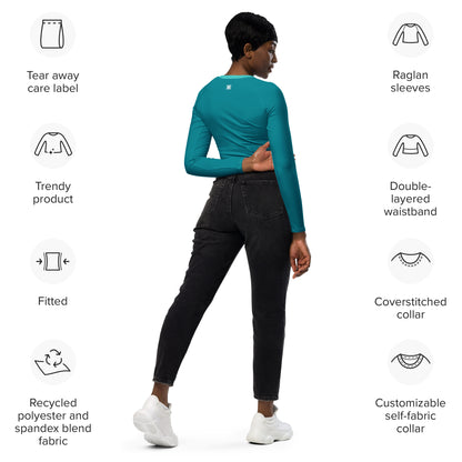 Dark Turquoise long-sleeve crop top