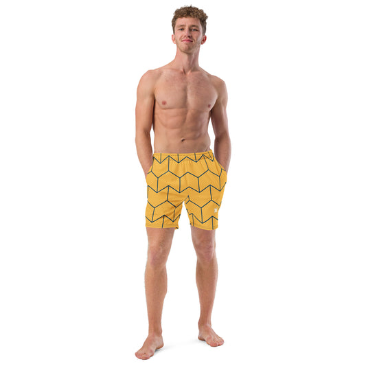 Yellow Geometric Men's swim trunks