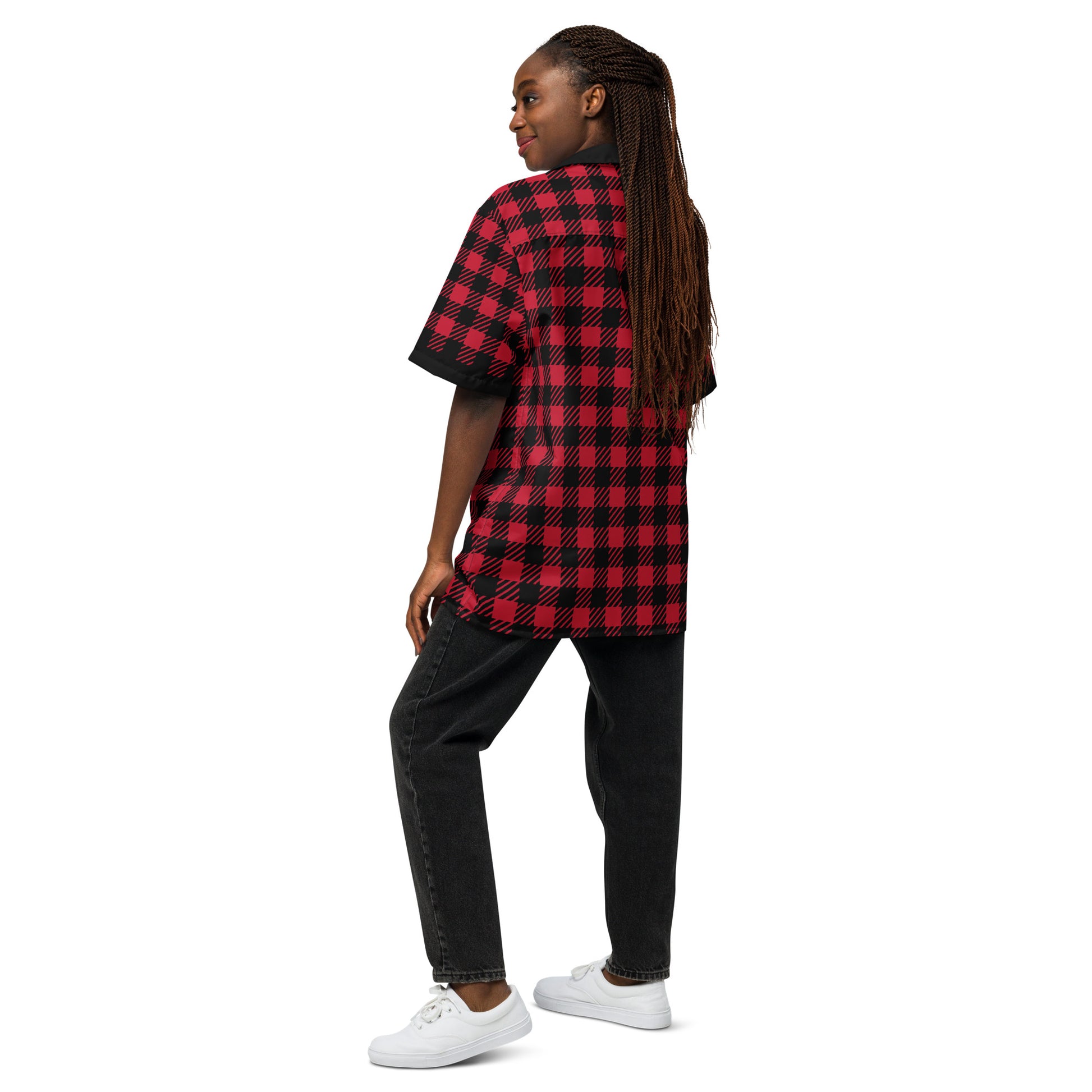 Red Plaid Unisex button shirt$38.95